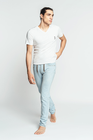 White Basic Range -  T-shirt col V  - Blanc