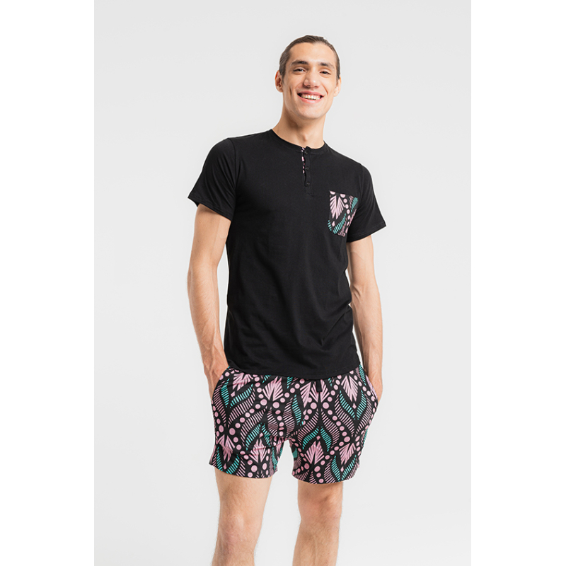 Pyjama : Short sleeves T-Shirt / Round neck + Shorts Karishma PRINT Louisa Bracq